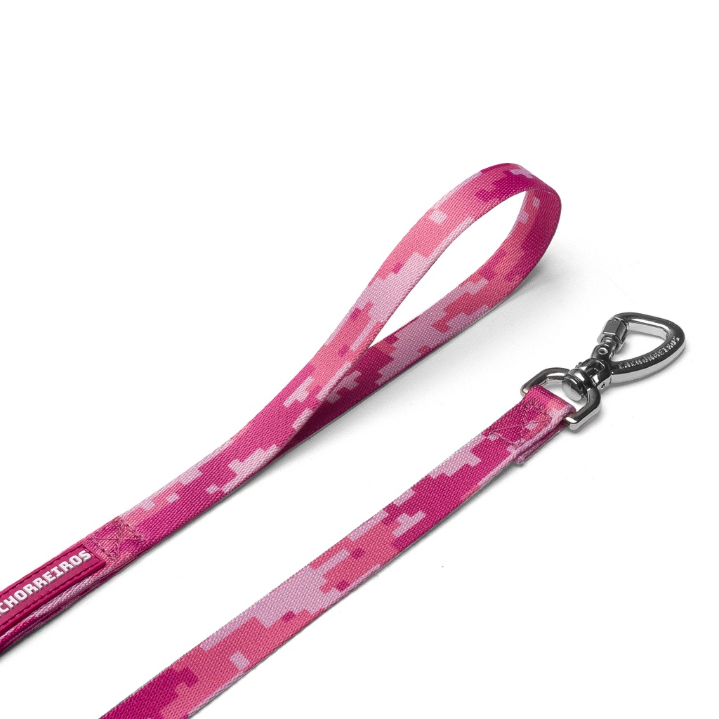 CACHORREIROS SUPER GUIA CORREA GRANDE CAMUFLAJE ROSA